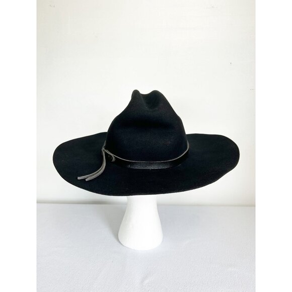 Silver Spur B bar H Cattleman Wool Felt Cowboy Hat in Black - Sz 7 - Picture 2 of 9
